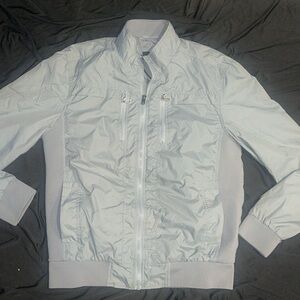Men’s Guess Members Mark Double Zip Up Gray Nylon Jacket M